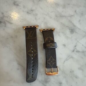 Louis Vuitton Brown Monogram Apple Watch Strap with Gold Hardware